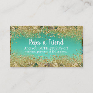 Mermaid Scales Gold Glitter Refer a Friend Referral Card