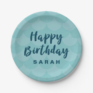 Mermaid Scales Happy Birthday Paper Plate