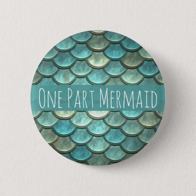 Mermaid Scales in Teal and Silver 6 Cm Round Badge (Front)