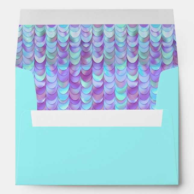 Mermaid Scales Iridescent Aqua Purple Envelope (Back (Bottom))