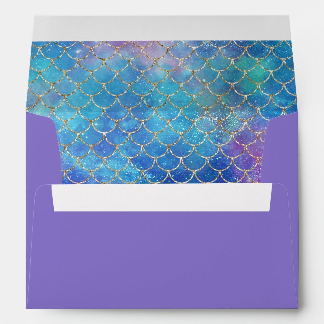Mermaid Scales Lilac Birthday Return Address Envelope (Back (Bottom))