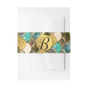 Mermaid Scales Multi Colour Glitter Glam Party Invitation Belly Band