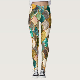 Mermaid Scales Multi Colour Glitter Glam Trendy Leggings