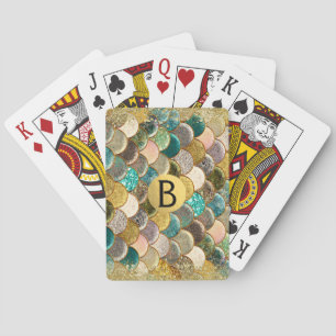 Mermaid Scales Multi Colour Glitter Glam Trendy Playing Cards