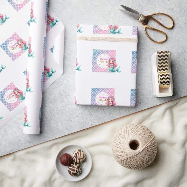Mermaid scales pattern birthday party wrapping paper (Crafts)