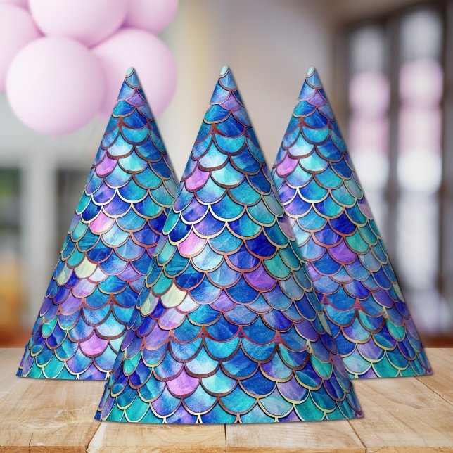 Mermaid Scales Pattern Little Girls Birthday Party Hat (Creator Uploaded)