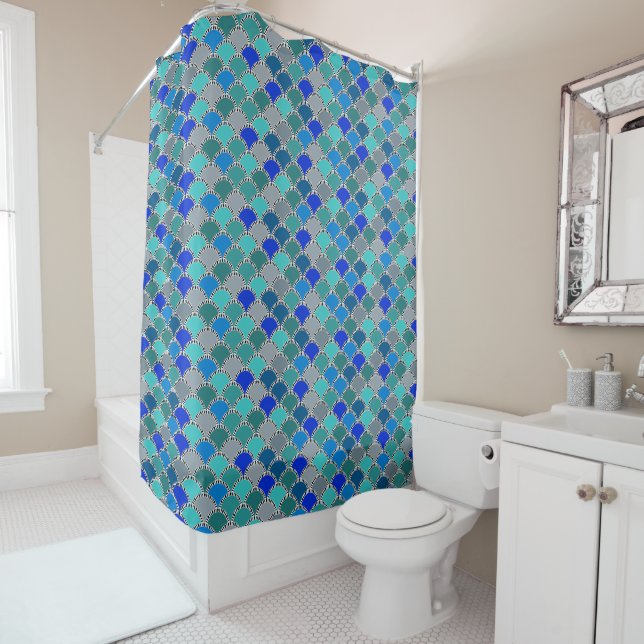 Mermaid Scales Pattern Shower Curtain (In Situ)