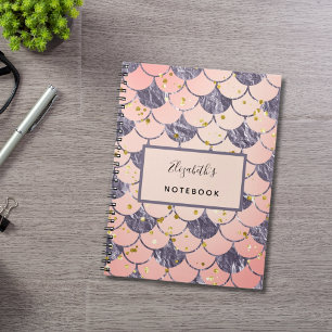 Mermaid scales pink peach purple notebook