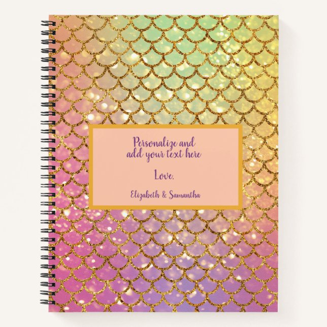Mermaid scales pink purple sea Text Notebook (Front)