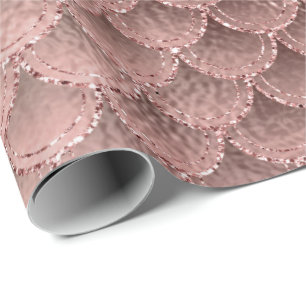 Mermaid Scales Pink Rose Gold Blush Mauve Sparkly Wrapping Paper