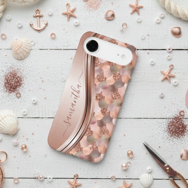 Mermaid Scales Rose Gold Handwritten Name Metal (Creator Uploaded)