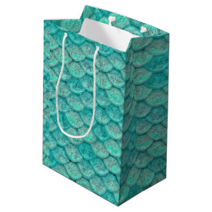 Mermaid Scales Sea Green Turquoise Medium Gift Bag