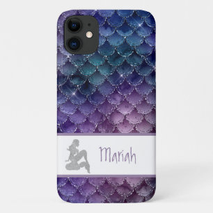 *~* Mermaid Scales Silver Glitter Pink Teal Blue iPhone 11 Case