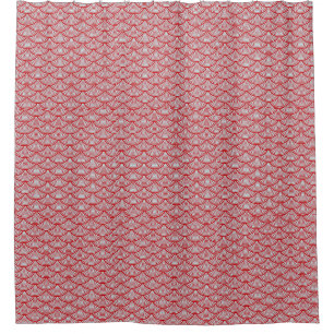 mermaid scales Thunder_Cove red/white Shower Curtain
