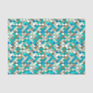 Mermaid Scales, Turquoise, Aqua, Taupe, & Cream Tissue Paper