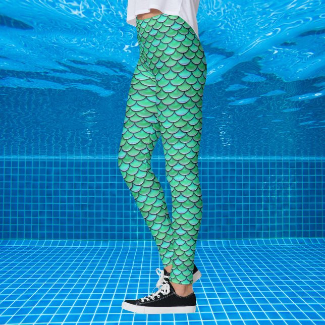 Mermaid Scales Turquoise Green pattern Leggings (Creator Uploaded)