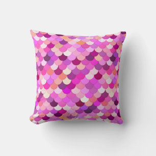 Mermaid Scales, Violet, Amethyst, and Coral Cushion