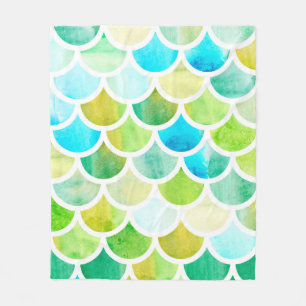 Mermaid scales. Watercolor fish scales. Bright sum Fleece Blanket