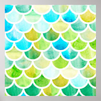 Mermaid scales. Watercolor fish scales. Bright sum