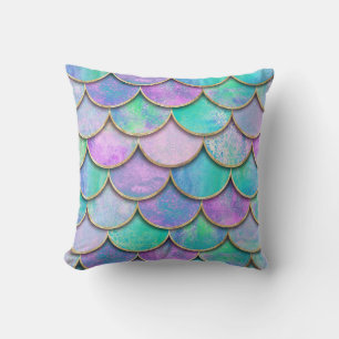 Mermaid scales: watercolor wave pattern. cushion