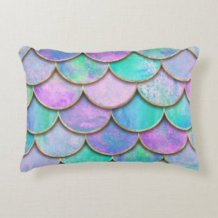 Mermaid scales: watercolor wave pattern. decorative cushion