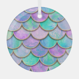 Mermaid scales: watercolor wave pattern. glass tree decoration