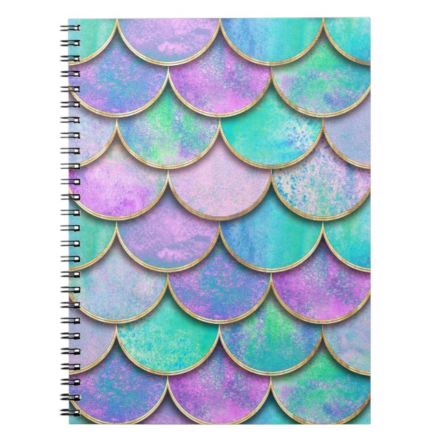 Mermaid scales: watercolor wave pattern. notebook (Front)