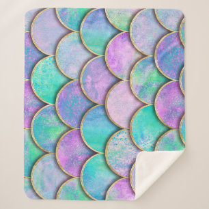 Mermaid scales: watercolor wave pattern. sherpa blanket