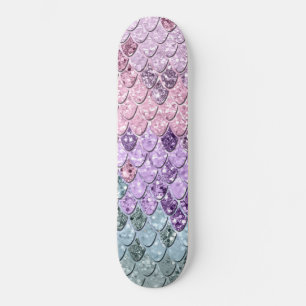 Mermaid Scales with Unicorn Girls Glitter #1 Skateboard