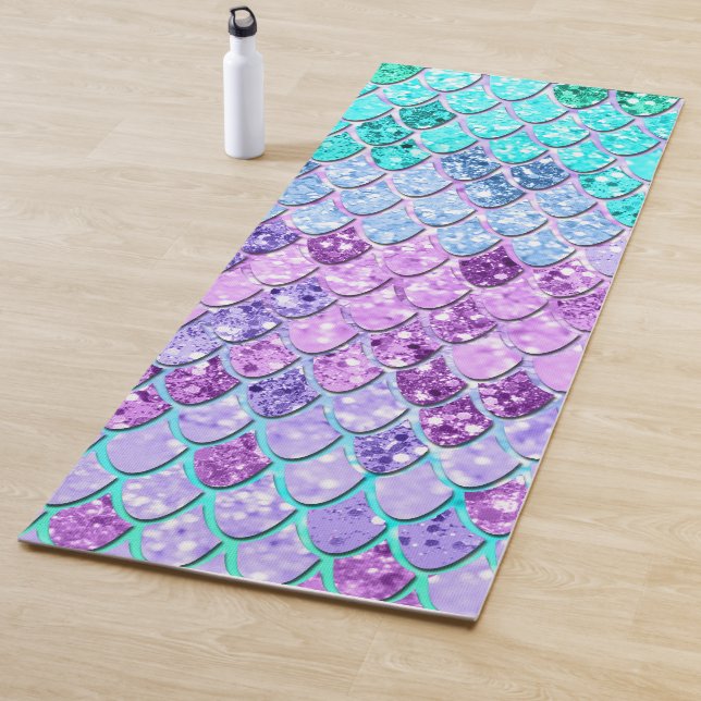 Mermaid Scales with Unicorn Girls Glitter #9 Yoga Mat (In Situ)