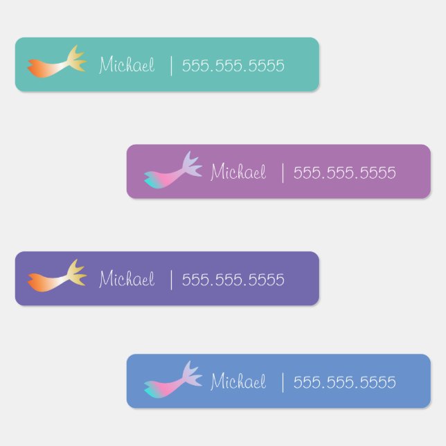 Mermaid School Class Lunch Name Number Labels (Group)