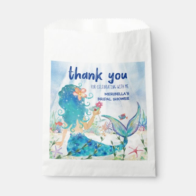 Mermaid Sea | Beach Bridal Shower Thank You Favour Bags (Front)