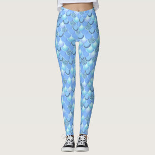 Mermaid Sea Blue Scale Leggings