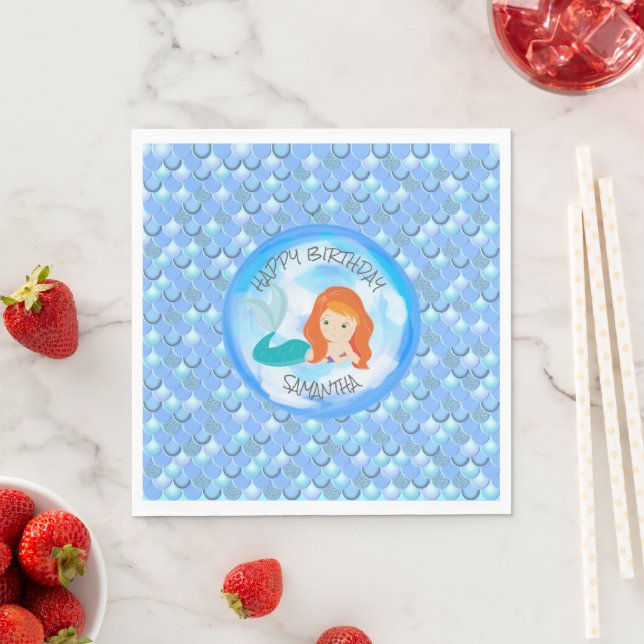 Mermaid Sea Blue Scales   Napkins (Insitu)
