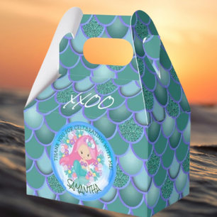Mermaid Sea Blue Scales Thank You Favour Box