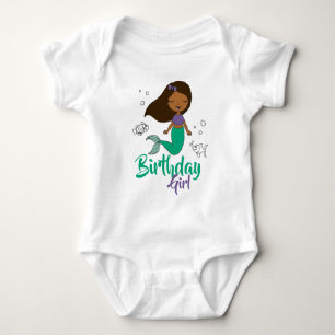 Mermaid Sea Creature Party Black Mermaid Cartoon Baby Bodysuit
