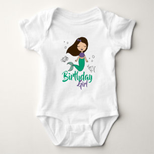 Mermaid Sea Creature Party Black Mermaid Cartoon Baby Bodysuit