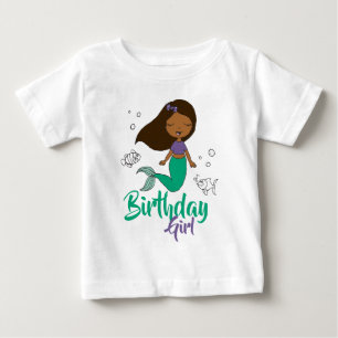 Mermaid Sea Creature Party Black Mermaid Cartoon Baby T-Shirt