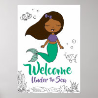 Mermaid Sea Creature Party Black Mermaid Cartoon