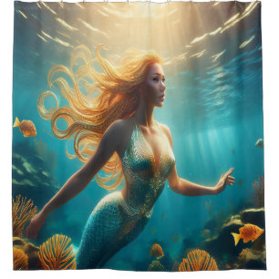 Mermaid Sea Creature Shower Curtain