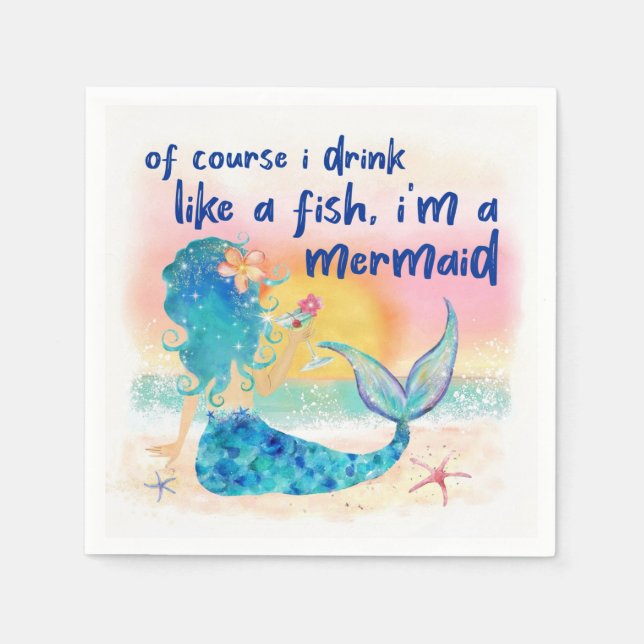 Mermaid Sea | Drink Like A Fish Napkin (Front)