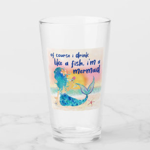 Mermaid Sea   Drink Like A Fish Tropical Beach  Glass