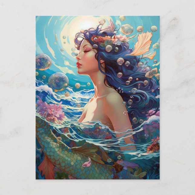 Mermaid Sea Goddess Fantasy Art Postcard (Front)
