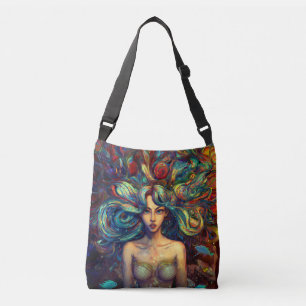 Mermaid Sea Goddess Nymph Siren Underwater Art Crossbody Bag