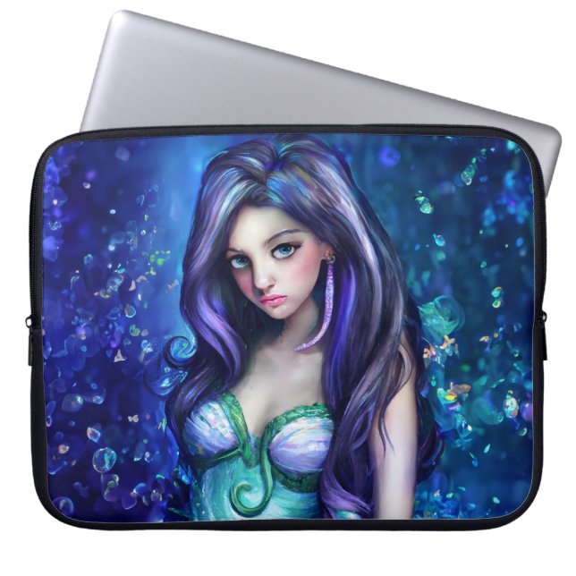 Mermaid Sea Goddess Nymph Siren Underwater Art Laptop Sleeve (Front)