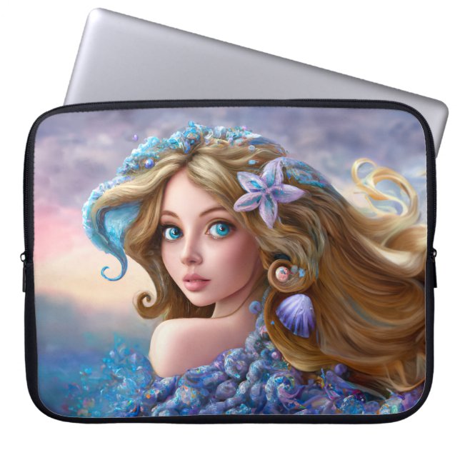 Mermaid Sea Goddess Nymph Siren Underwater Art Laptop Sleeve (Front)