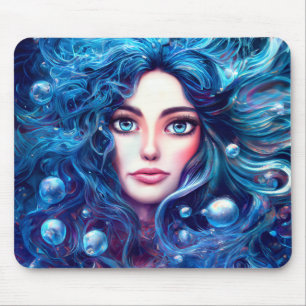 Mermaid Sea Goddess Nymph Siren Underwater Art Mouse Mat