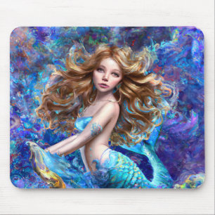 Mermaid Sea Goddess Nymph Siren Underwater Art Mouse Mat