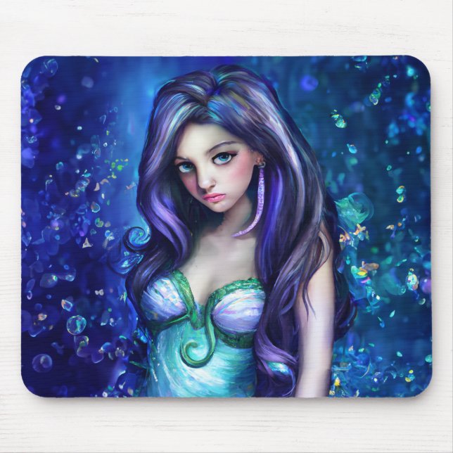 Mermaid Sea Goddess Nymph Siren Underwater Art Mouse Mat (Front)