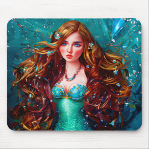 Mermaid Sea Goddess Nymph Siren Underwater Art Mouse Mat